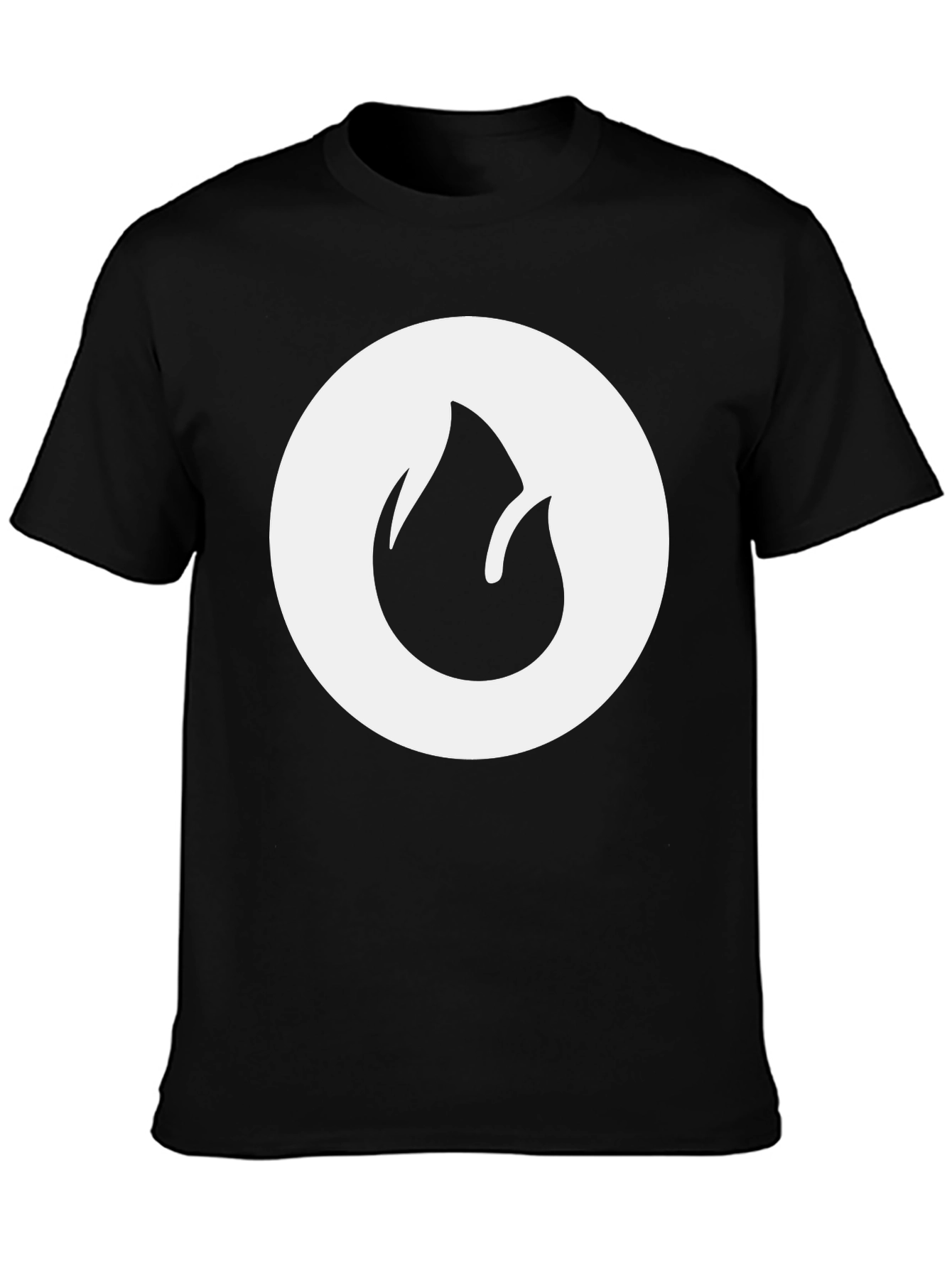 Black T-Shirt with Flame Circle Graphic