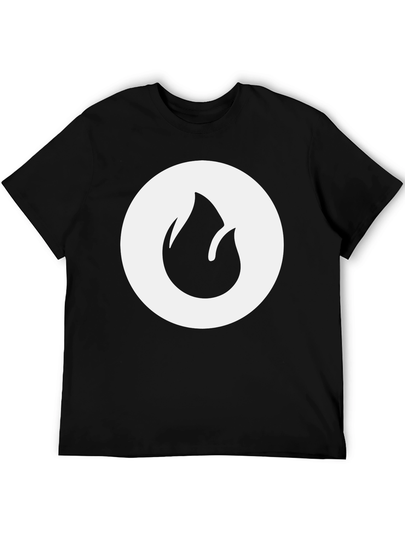Black T-Shirt with Flame Circle Graphic