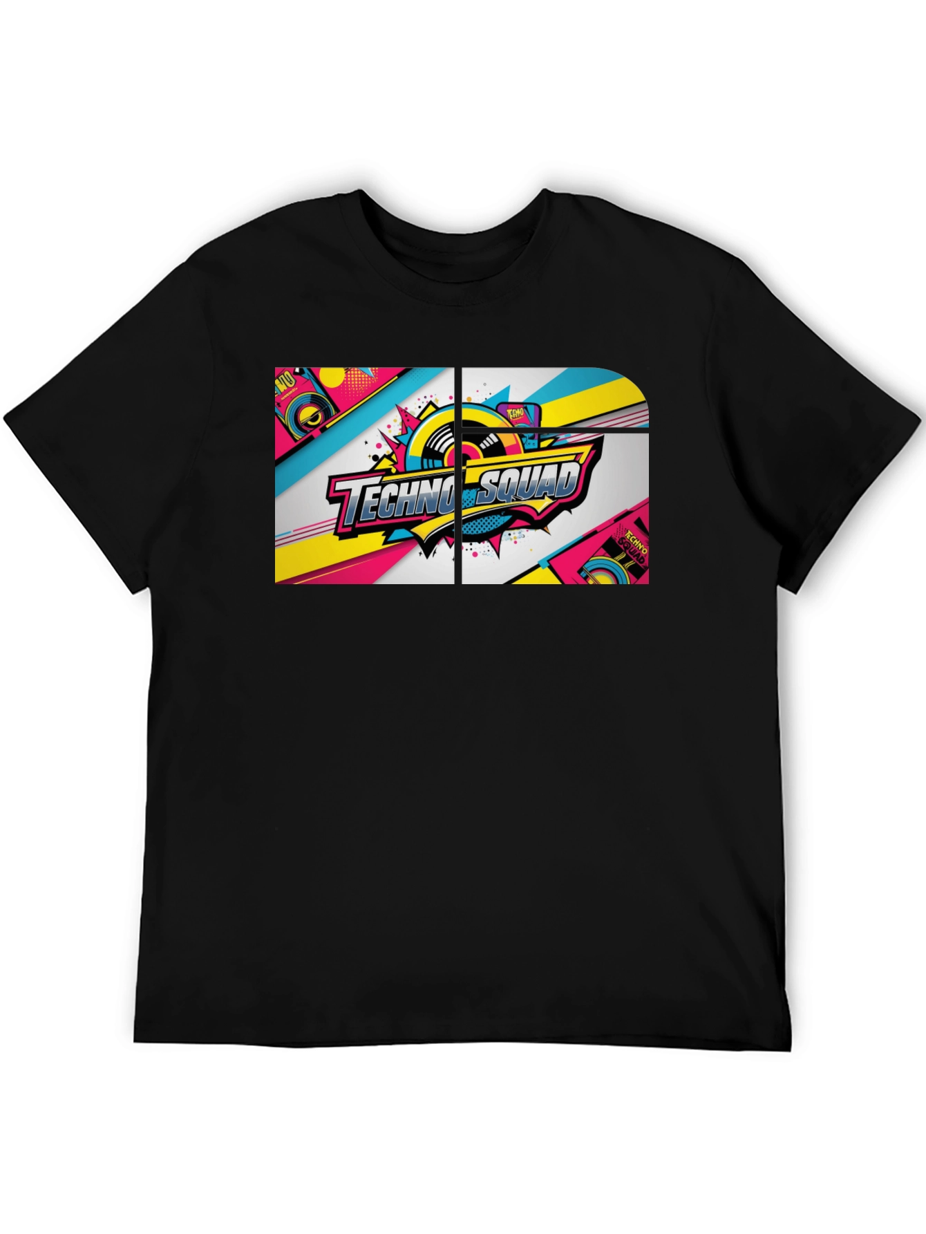 Techno Squad Graphic Tee - Black Crew Neck