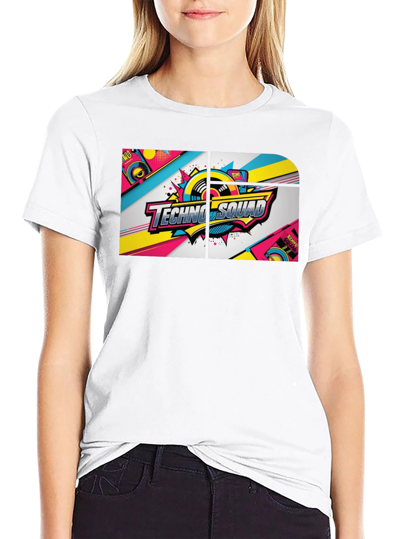 Techno Squad Graphic Tee - Black Crew Neck