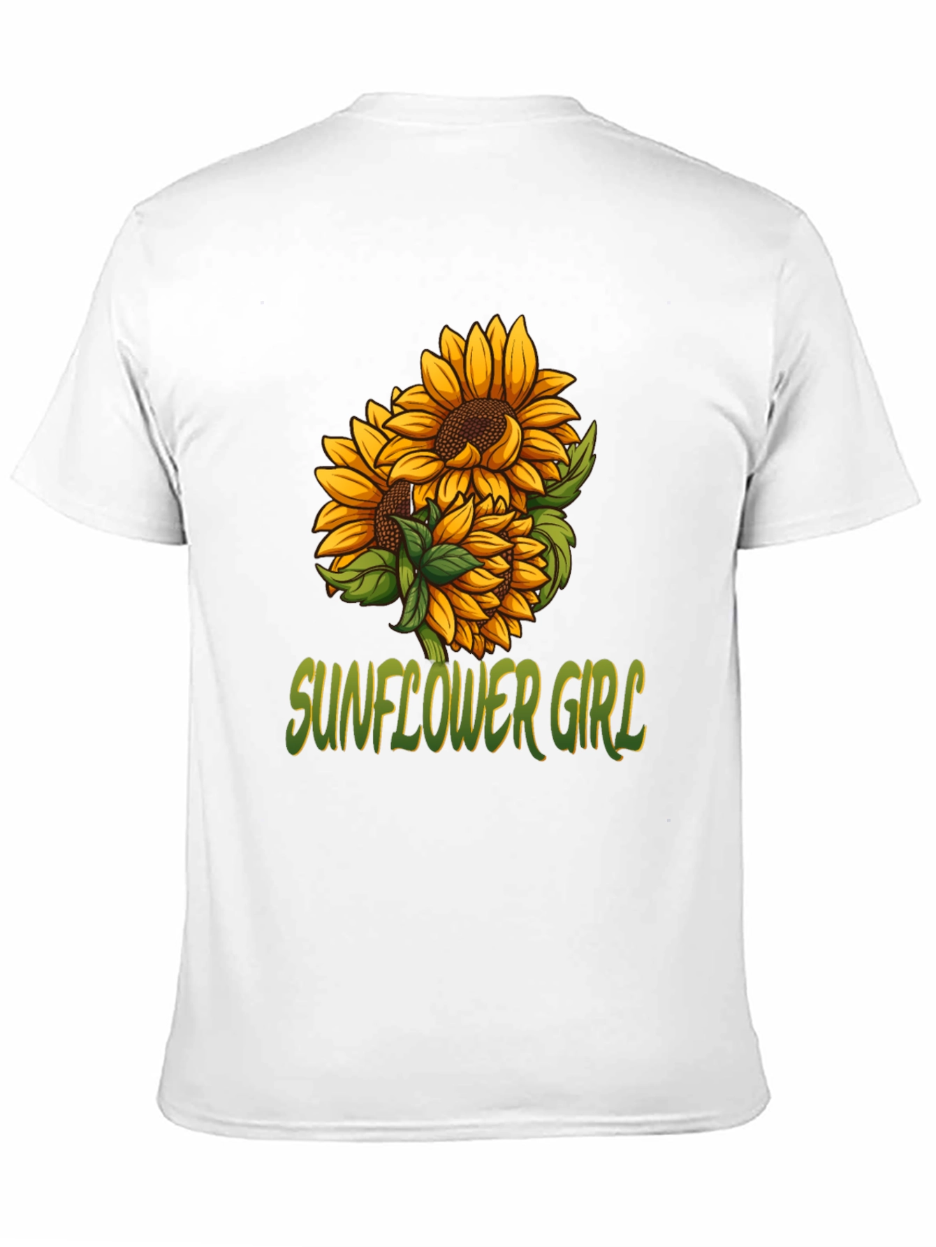 Sunflower Girl Graphic Tee - Black Cotton Casual T-Shirt