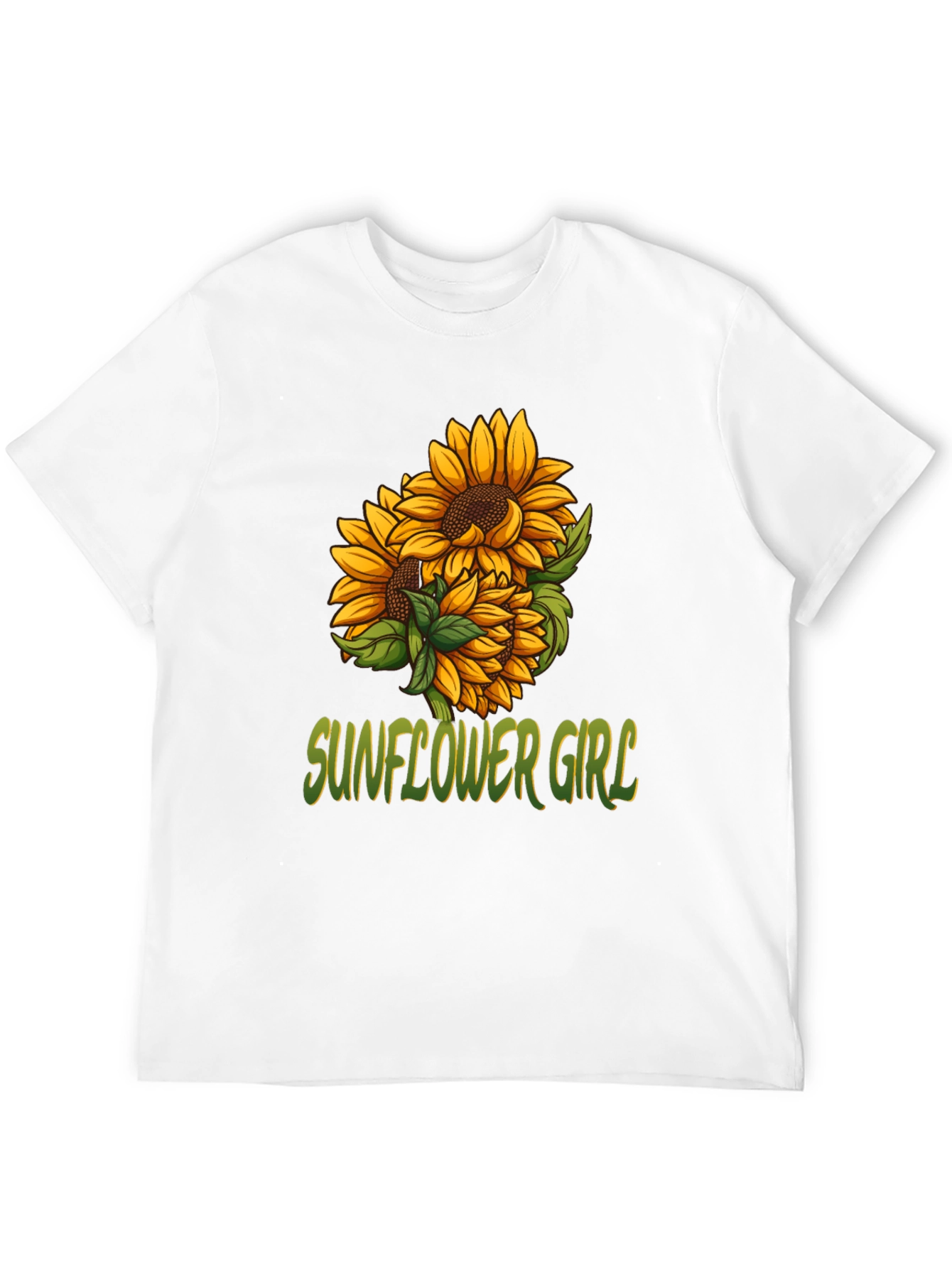 Sunflower Girl Graphic Tee - Black Cotton Casual T-Shirt