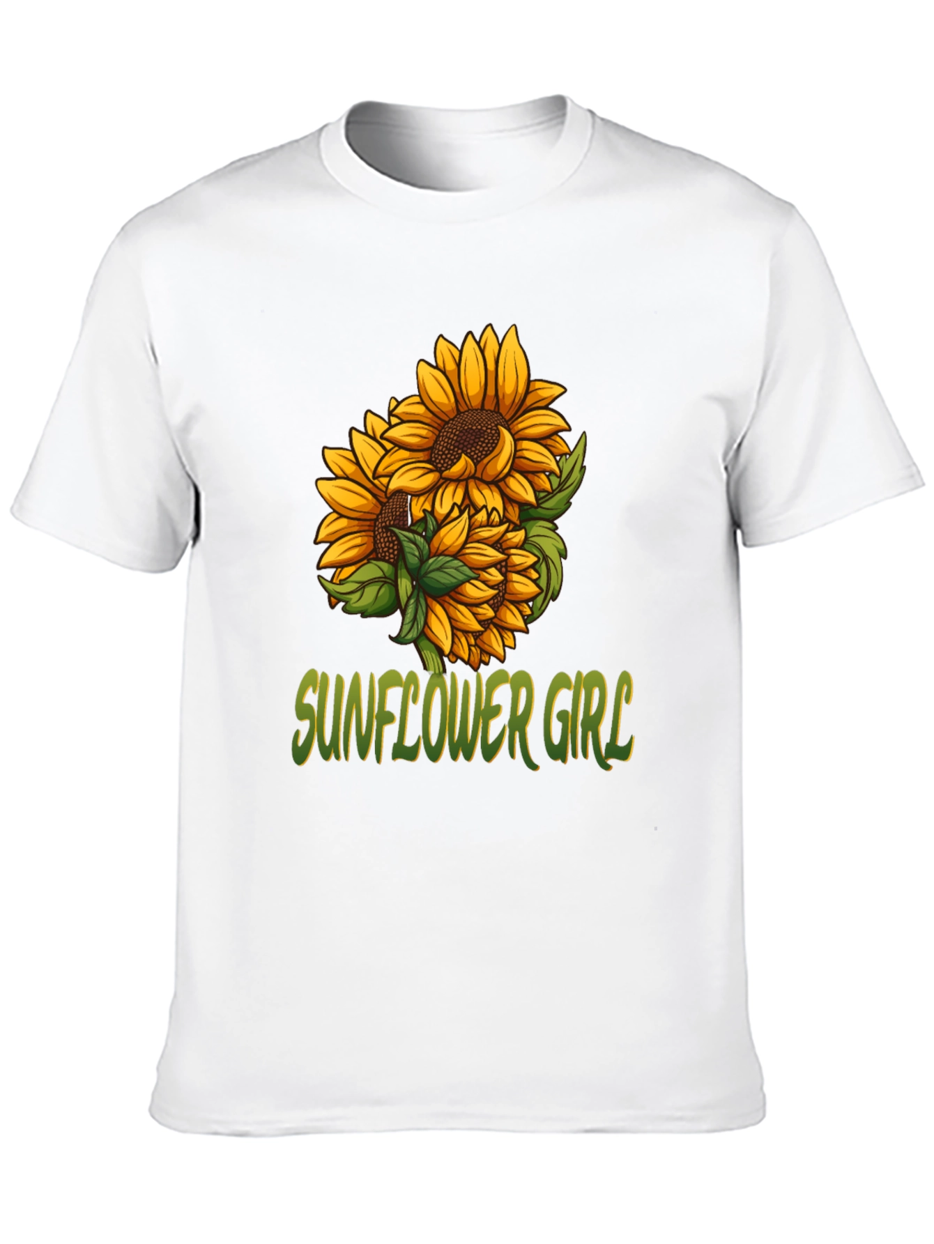 Sunflower Girl Graphic Tee - Black Cotton Casual T-Shirt