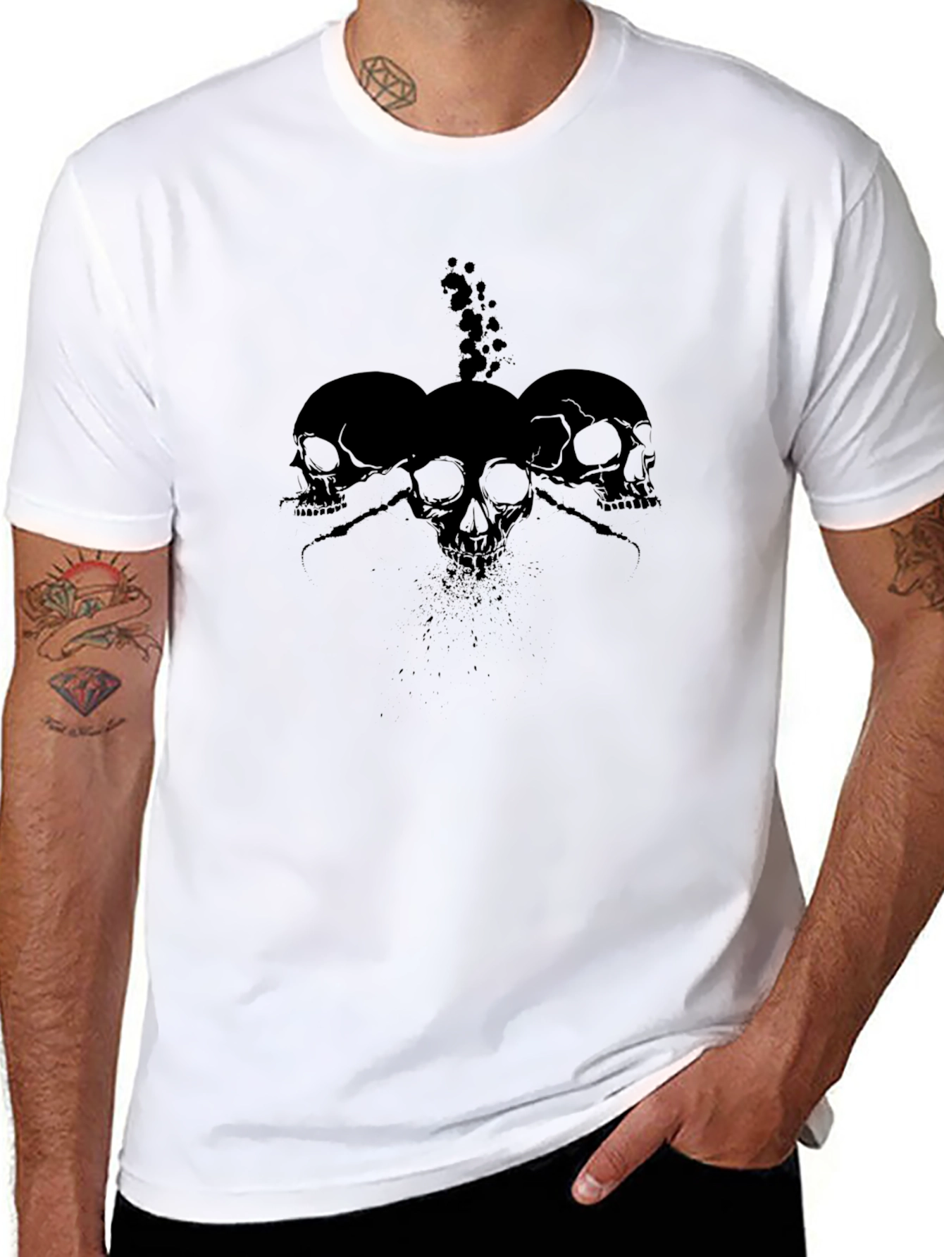 Skull Trio Black Graphic Tee