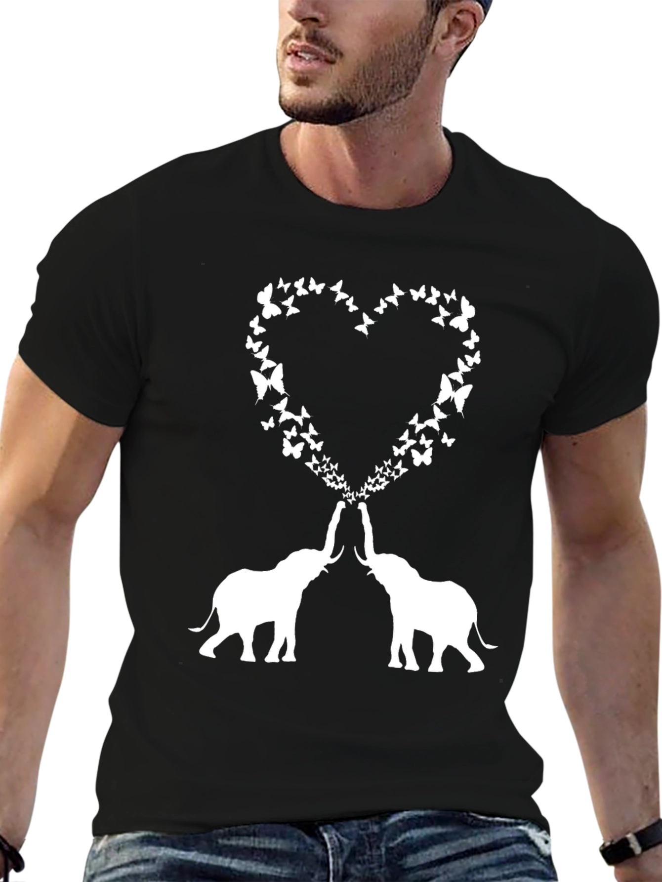 Elephant Butterfly Heart Graphic Tee