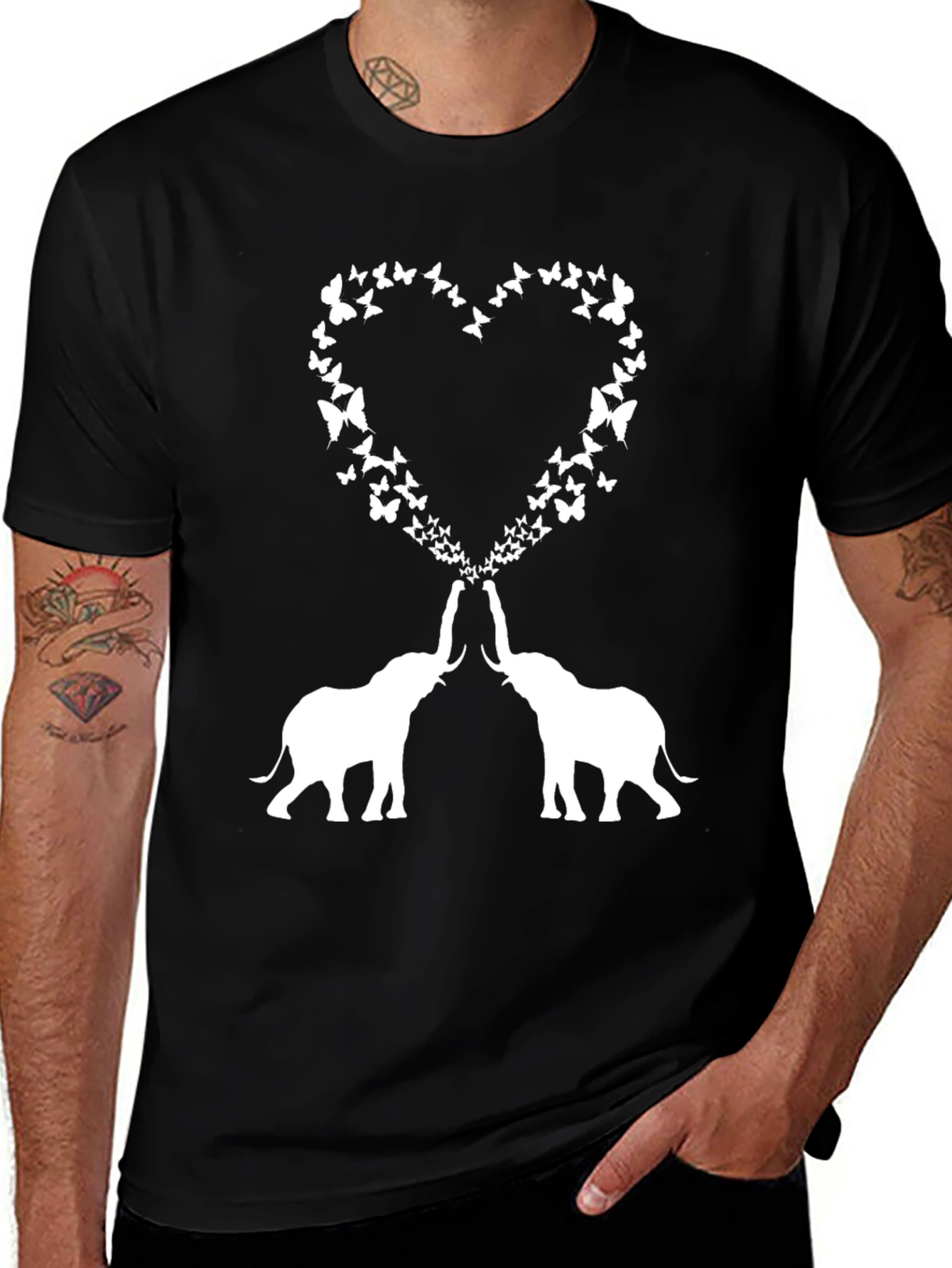 Elephant Butterfly Heart Graphic Tee