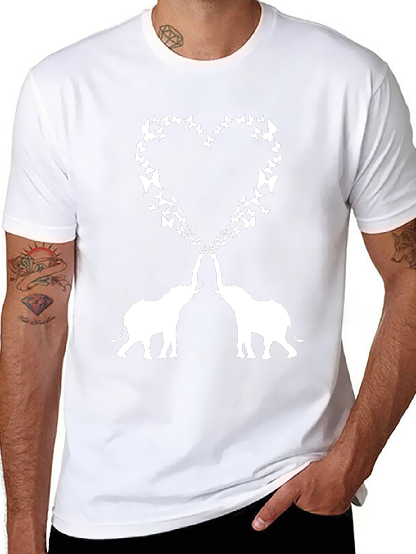 Elephant Butterfly Heart Graphic Tee