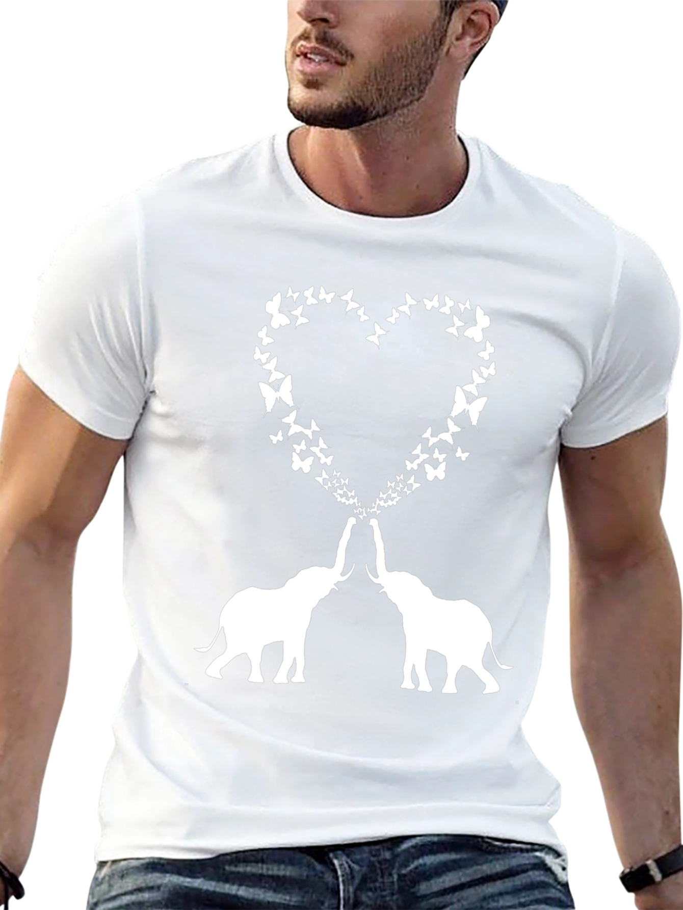Elephant Butterfly Heart Graphic Tee