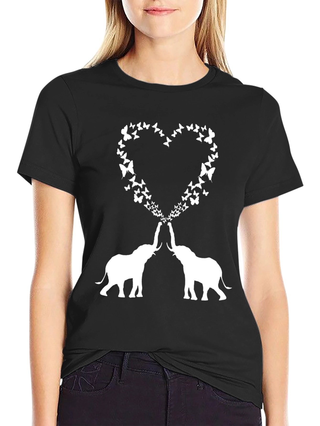 Elephant Butterfly Heart Graphic Tee