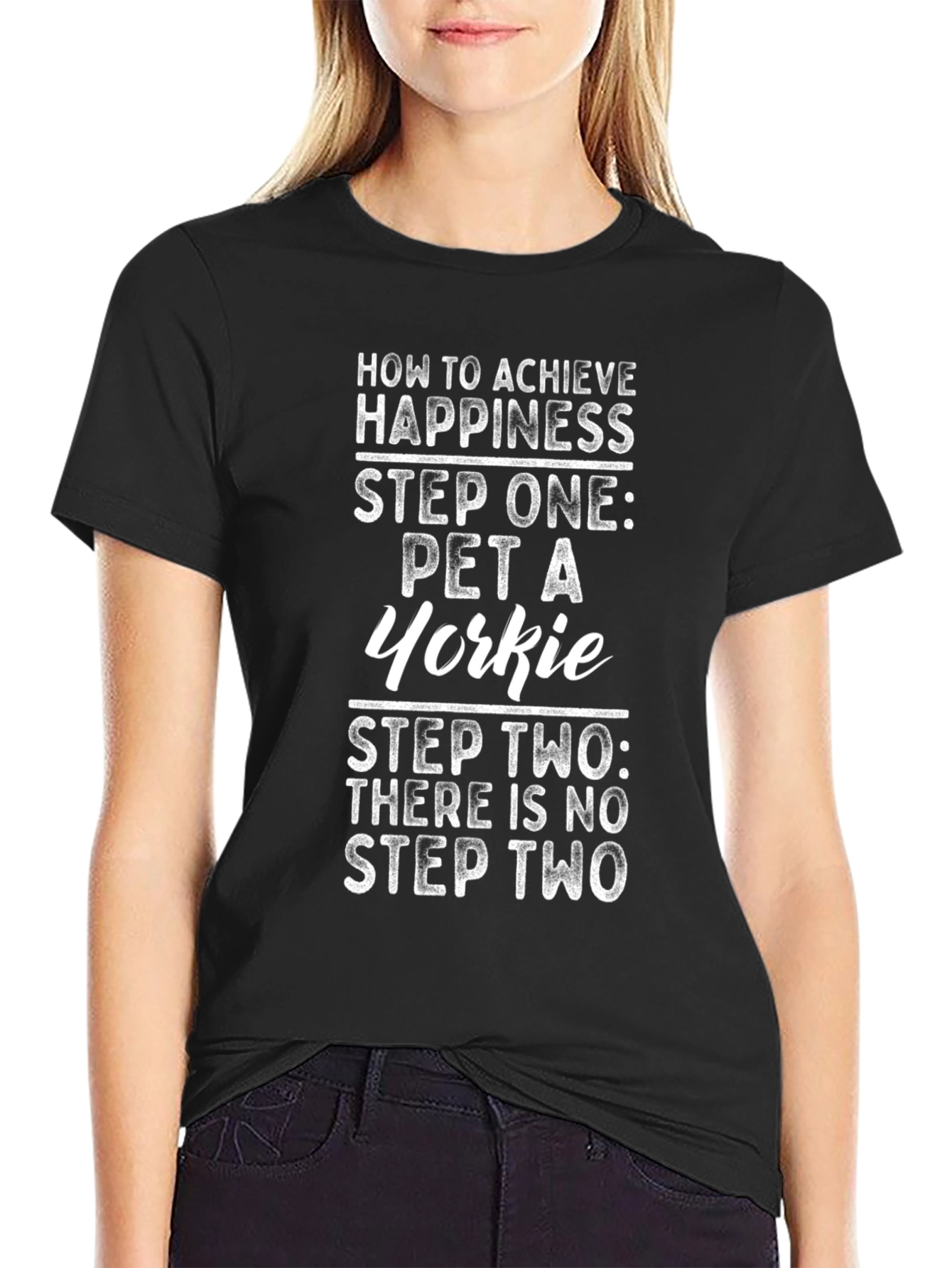 Pet a Yorkie Happiness Black T-Shirt