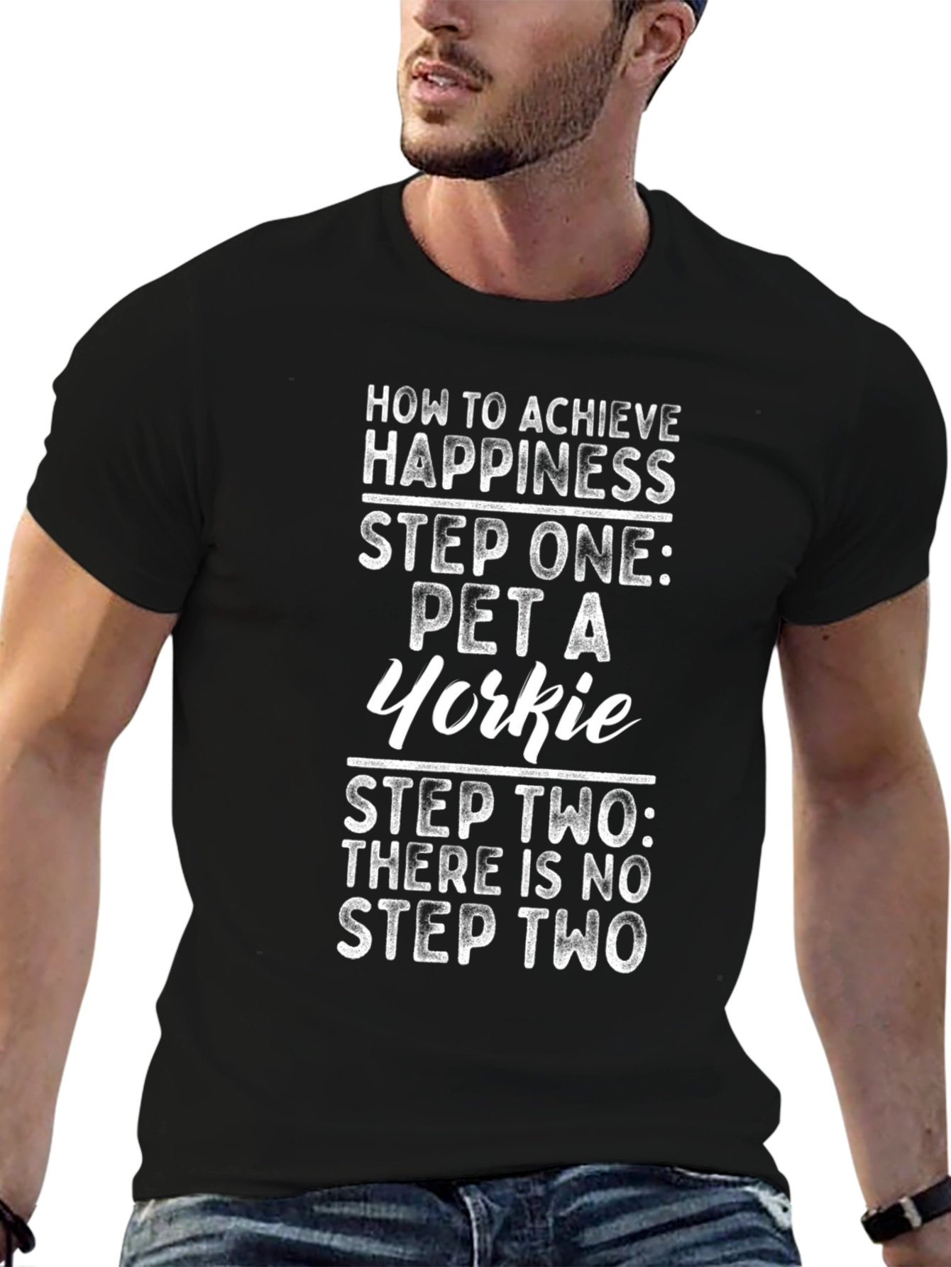 Pet a Yorkie Happiness Black T-Shirt