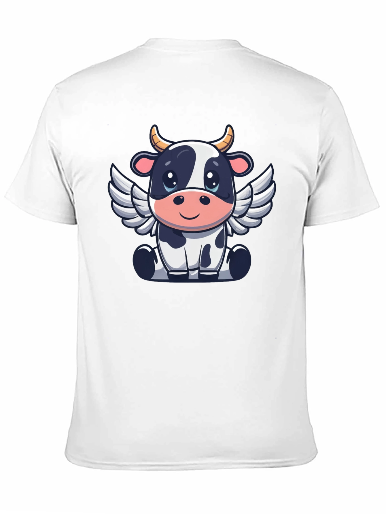 Cow Angel Graphic Tee - Black Cotton T-Shirt