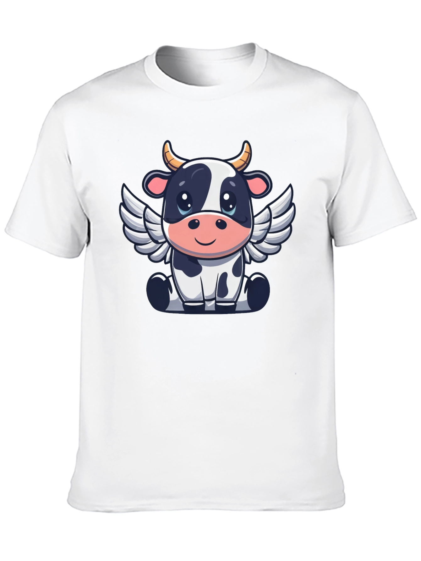 Cow Angel Graphic Tee - Black Cotton T-Shirt