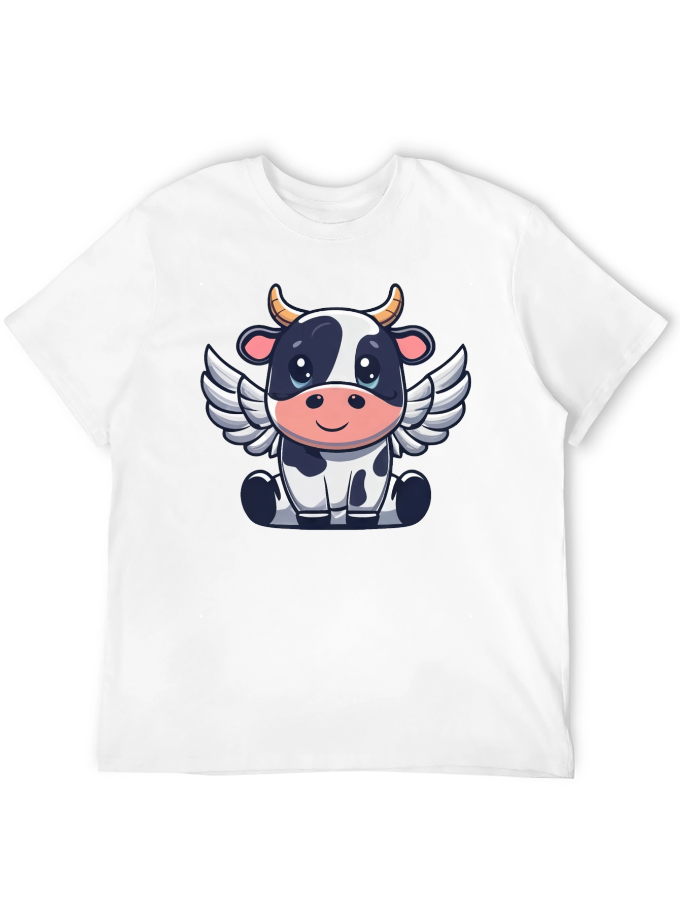 Cow Angel Graphic Tee - Black Cotton T-Shirt