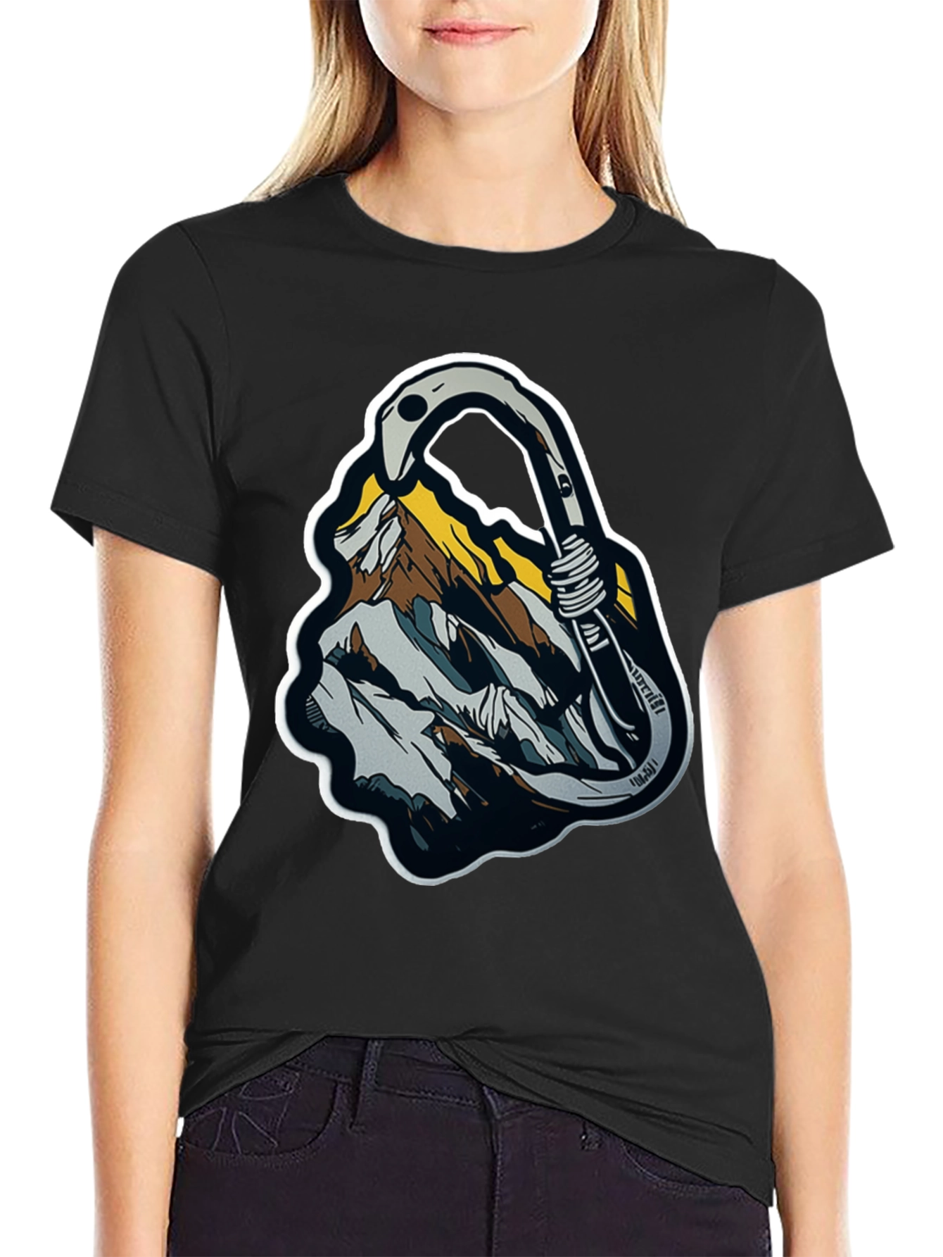 Mountain Climbing Carabiner Graphic Tee - Black