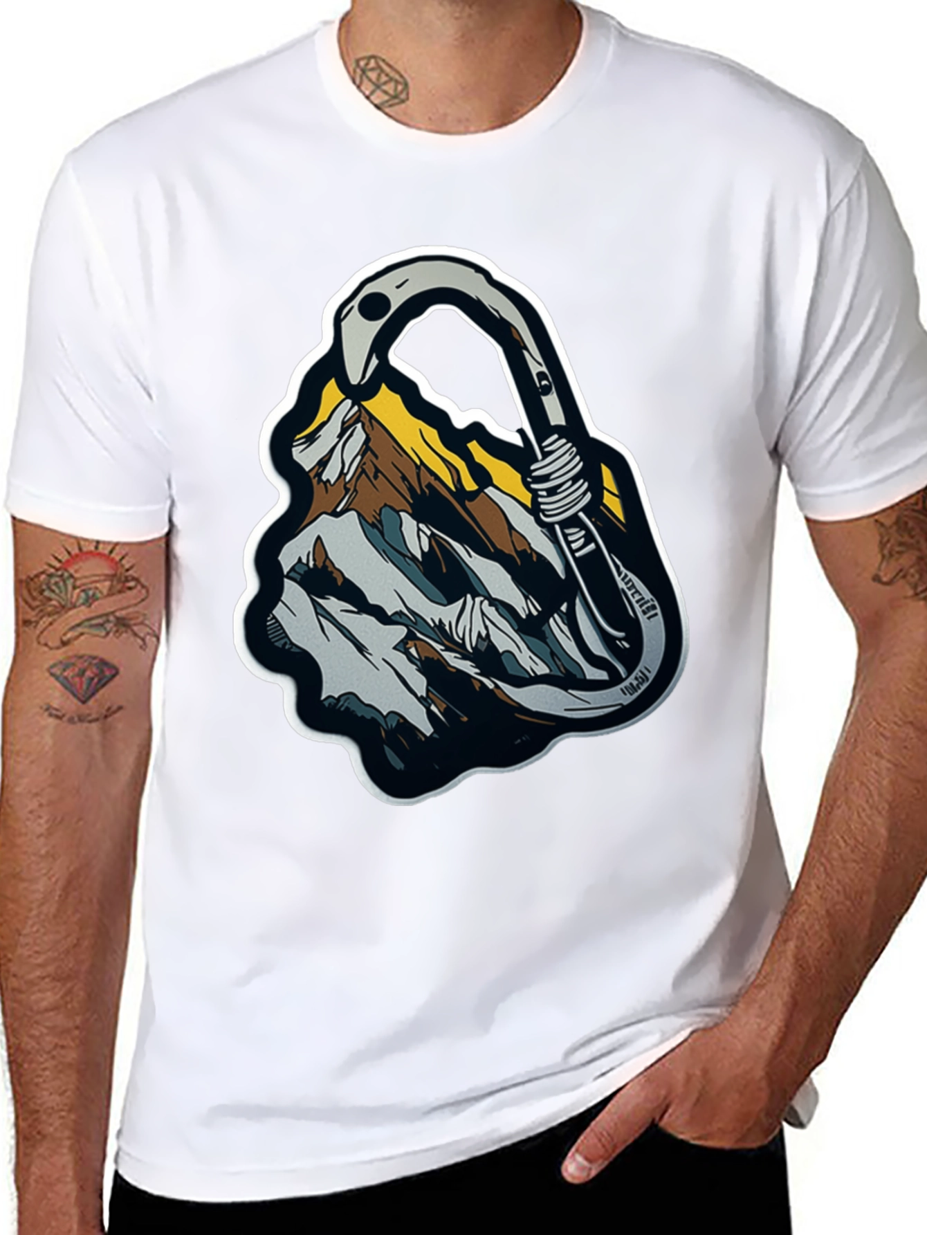 Mountain Climbing Carabiner Graphic Tee - Black