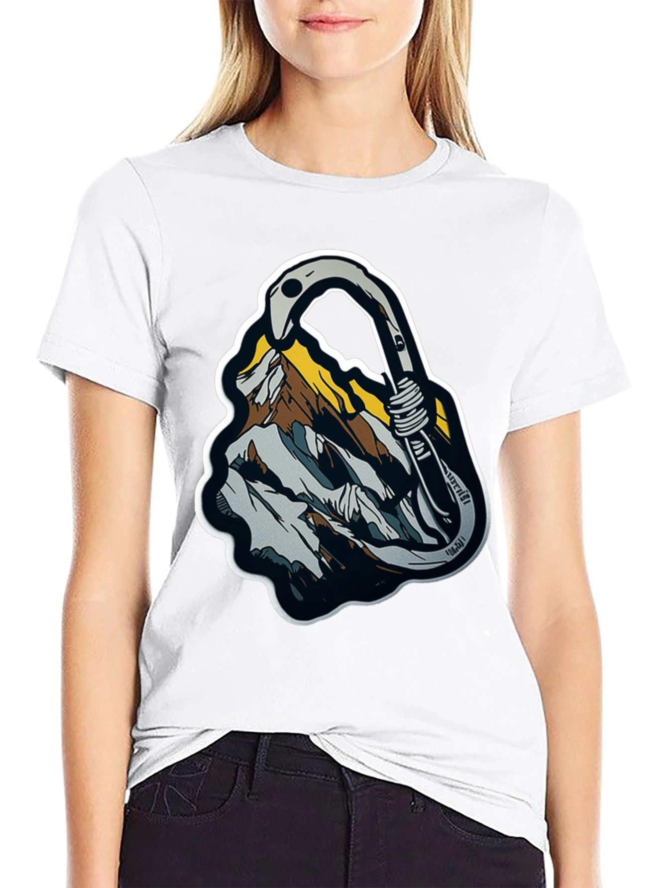 Mountain Climbing Carabiner Graphic Tee - Black