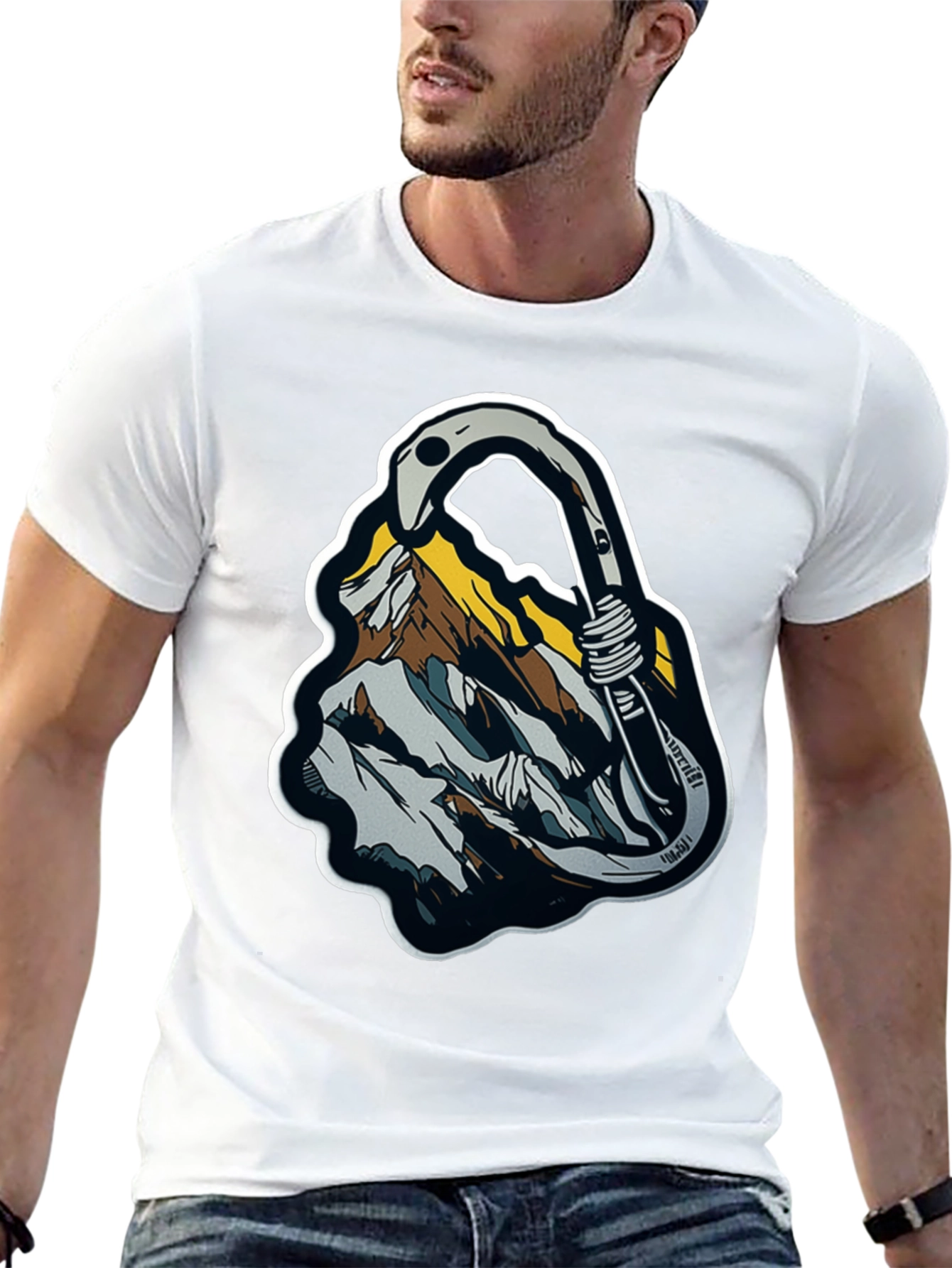 Mountain Climbing Carabiner Graphic Tee - Black