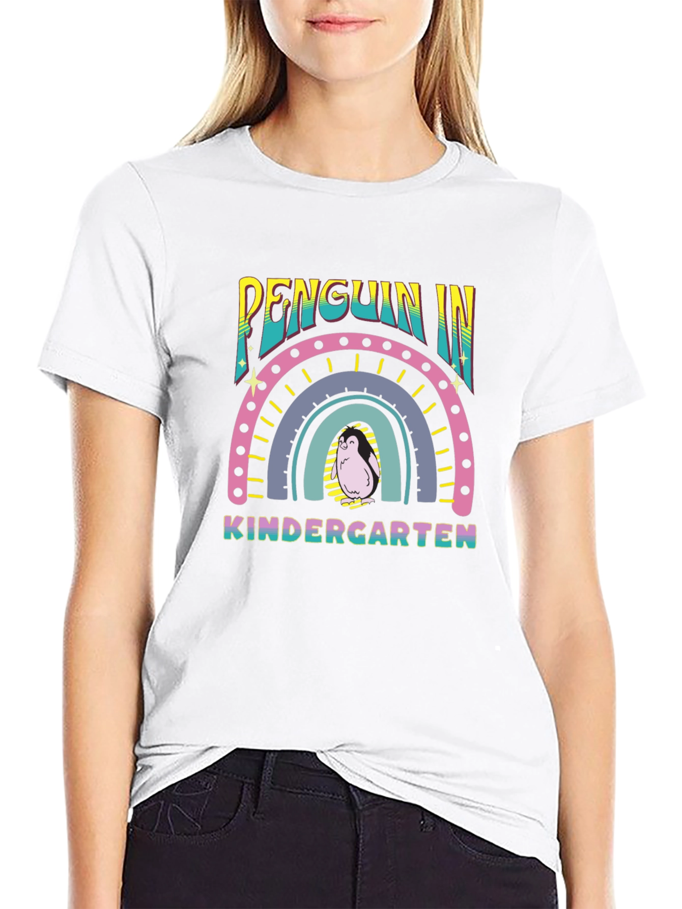 Penguin Kindergarten Rainbow T-Shirt