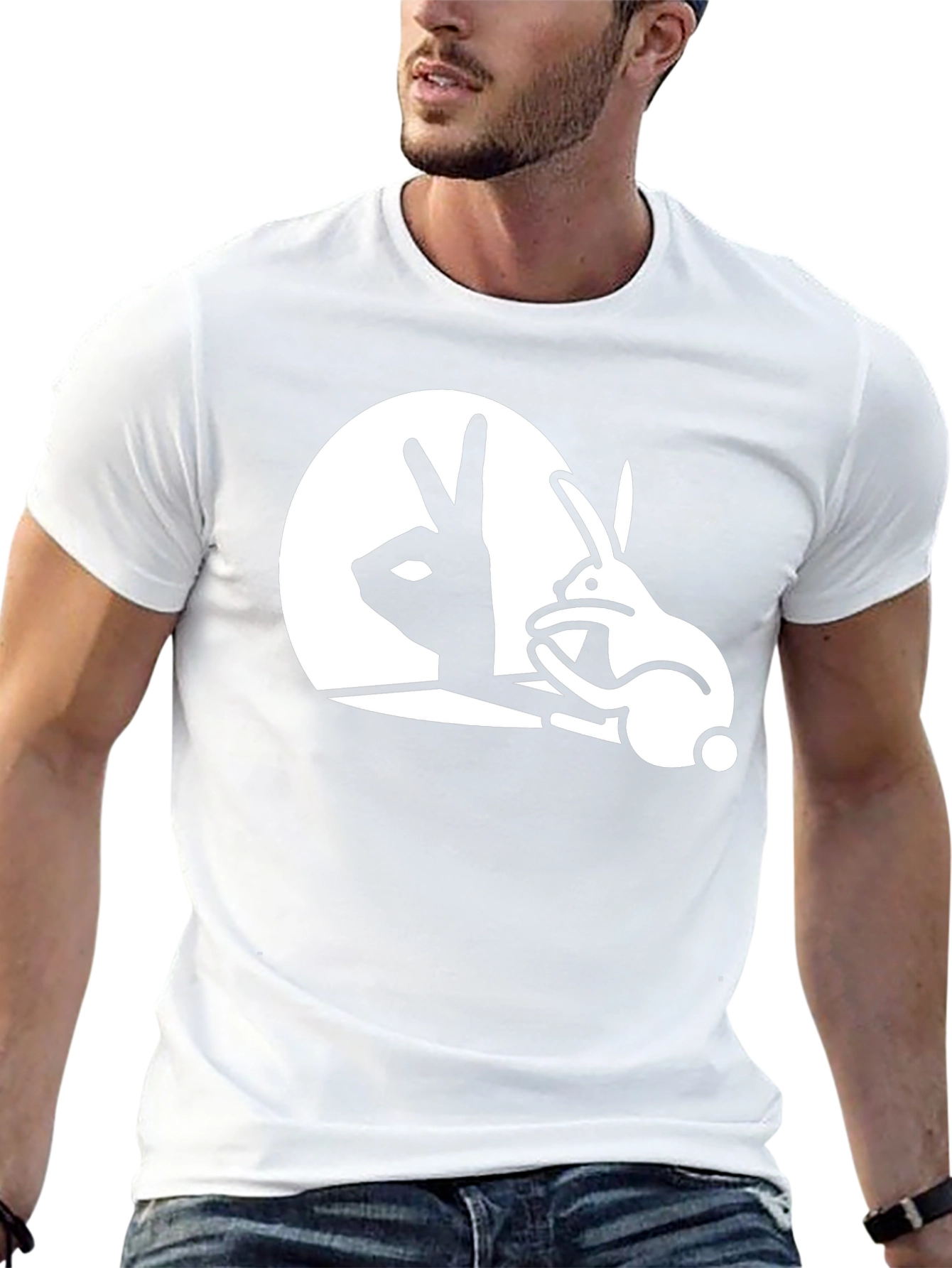 Shadow Bunny Graphic T-Shirt - Black
