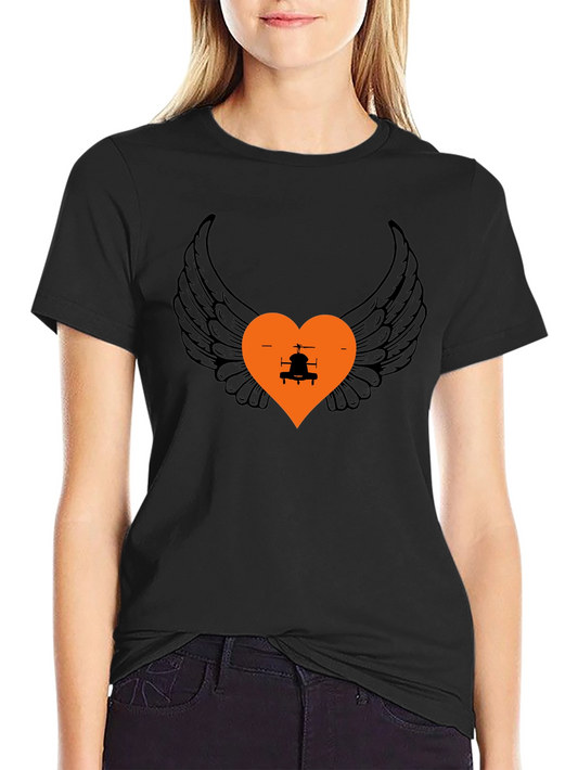 Wings and Heart Helicopter Graphic Tee