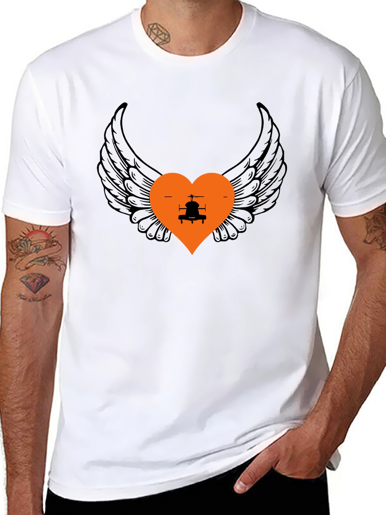 Wings and Heart Helicopter Graphic Tee
