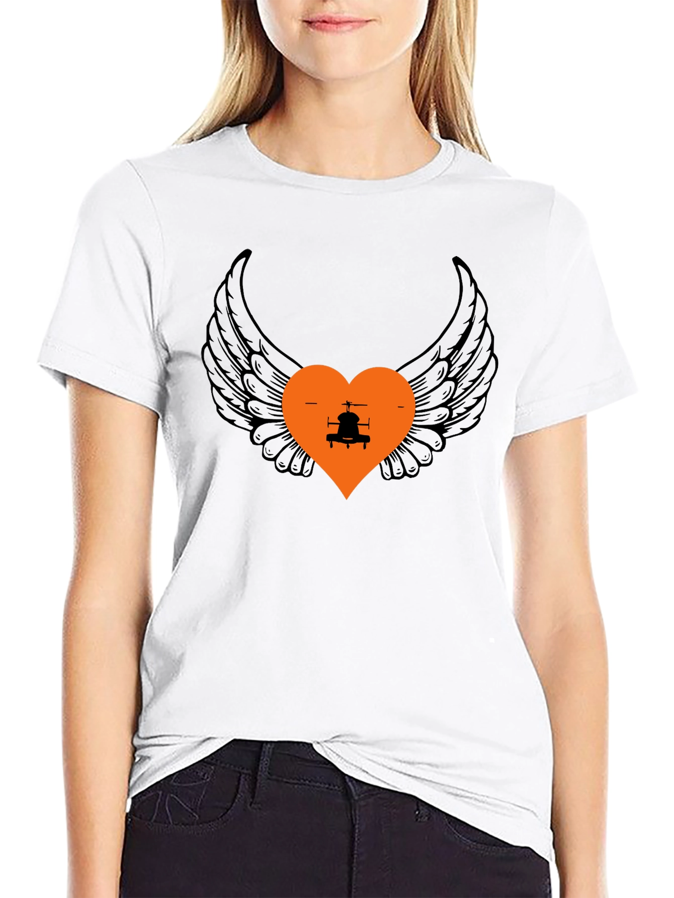 Wings and Heart Helicopter Graphic Tee