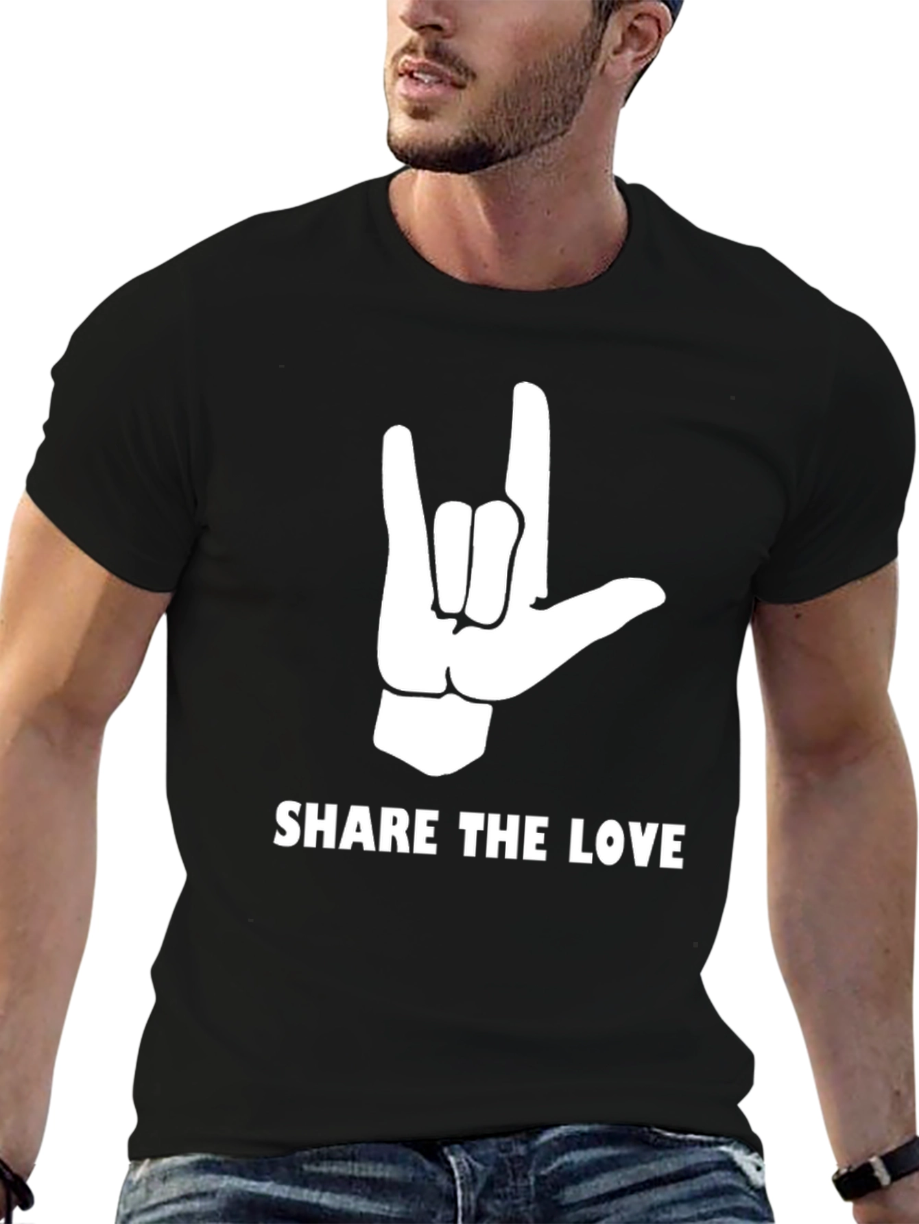 Share the Love ASL T-Shirt - Black Cotton Tee