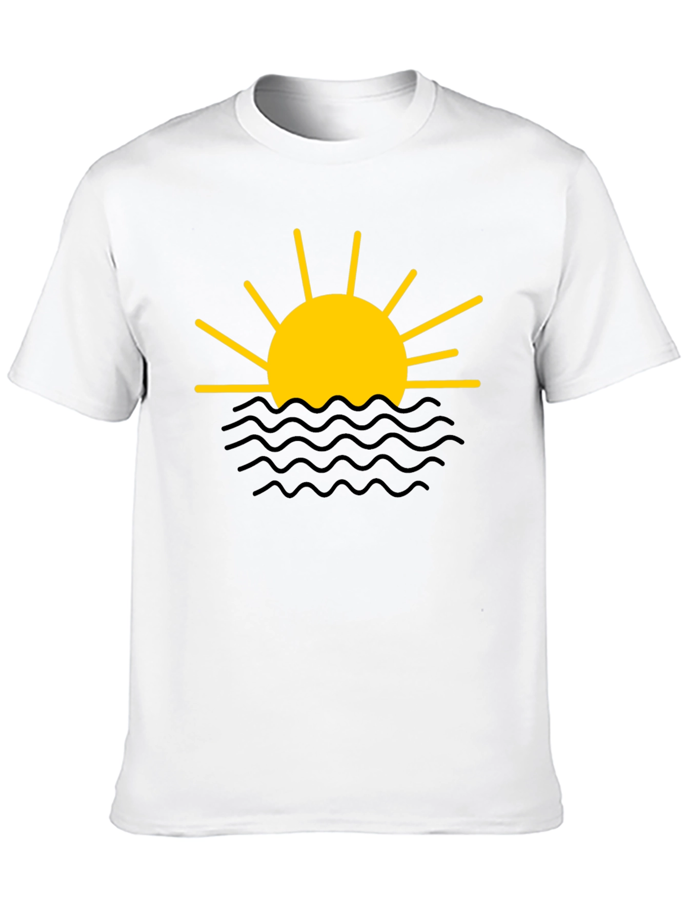 Sunset Waves Graphic Tee - Black Cotton Shirt