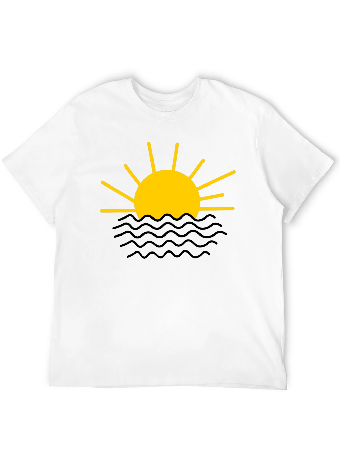 Sunset Waves Graphic Tee - Black Cotton Shirt