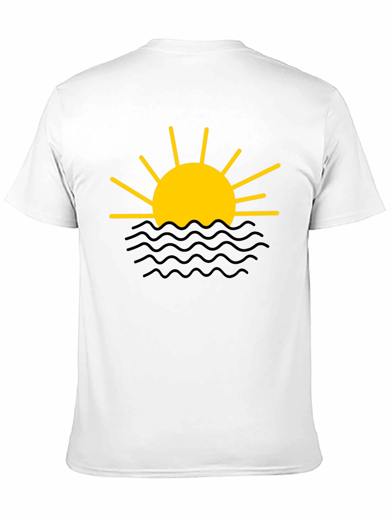 Sunset Waves Graphic Tee - Black Cotton Shirt