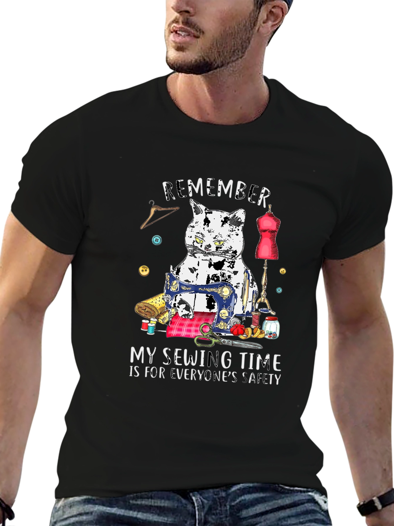 Sewing Cat T-Shirt - Funny Hobby Tee