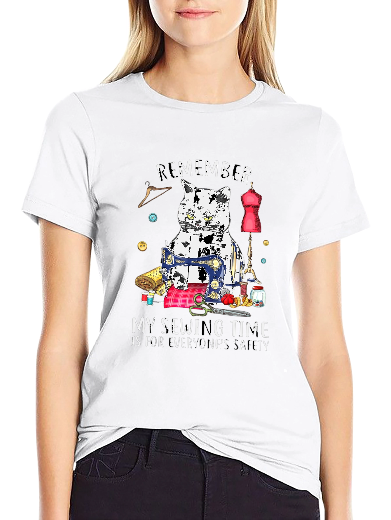 Sewing Cat T-Shirt - Funny Hobby Tee