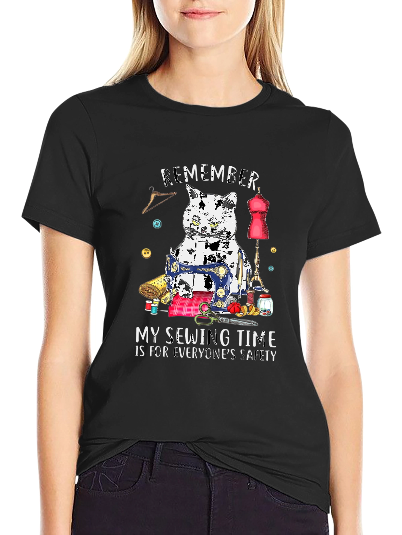 Sewing Cat T-Shirt - Funny Hobby Tee