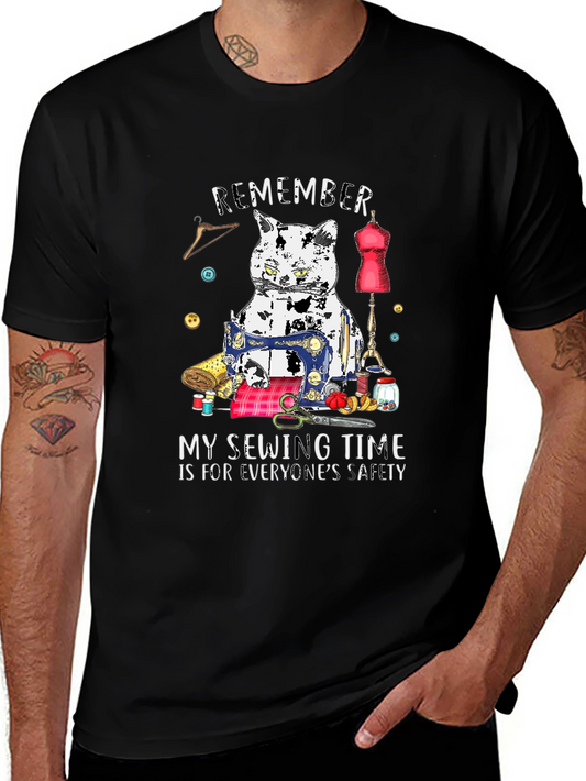 Sewing Cat T-Shirt - Funny Hobby Tee