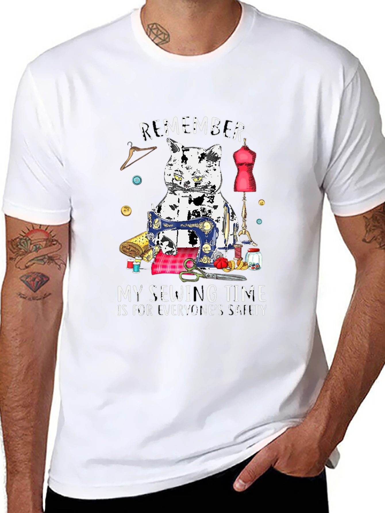 Sewing Cat T-Shirt - Funny Hobby Tee