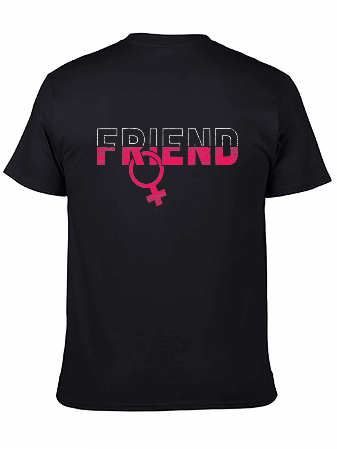 Friend Gender Symbol T-Shirt - Black Crew Neck Tee