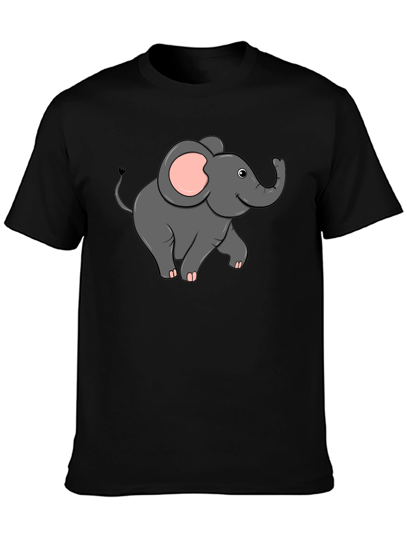 Cute Elephant Graphic T-Shirt - Black