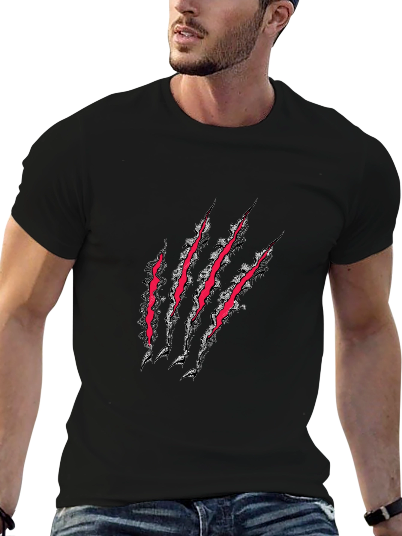 Claw Mark Graphic Tee - Edgy Black T-Shirt