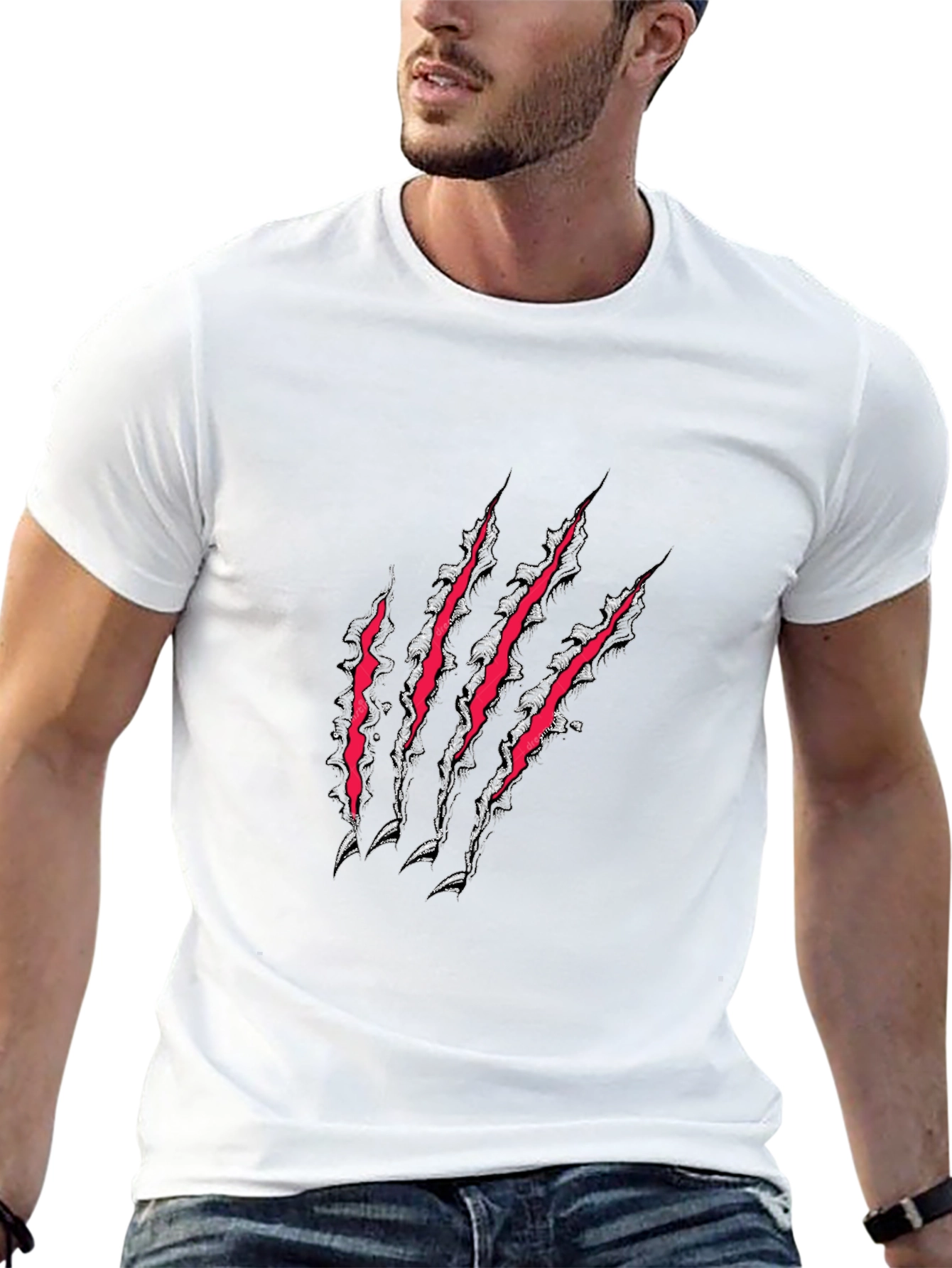 Claw Mark Graphic Tee - Edgy Black T-Shirt