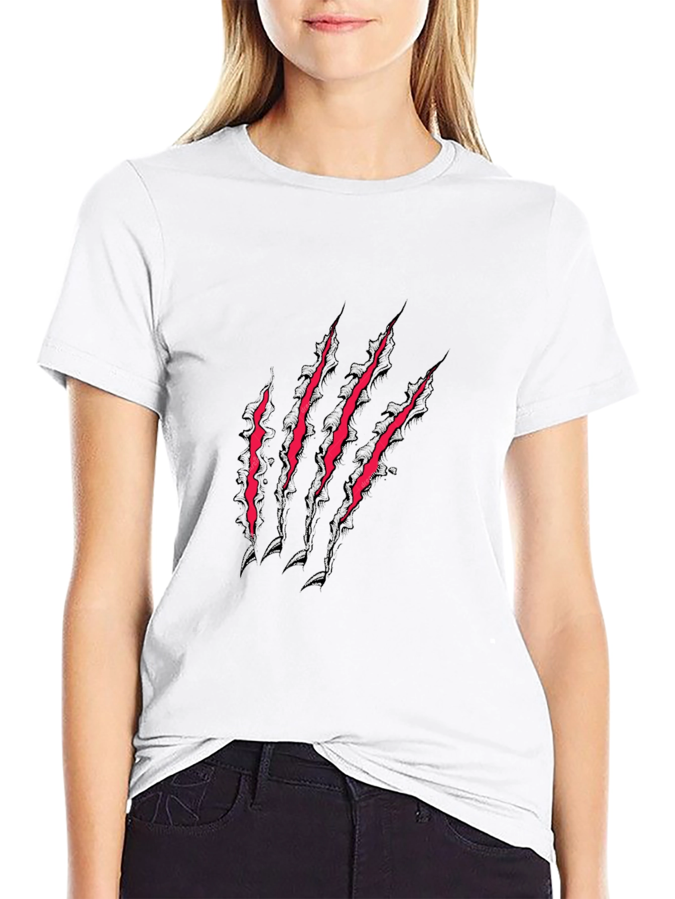 Claw Mark Graphic Tee - Edgy Black T-Shirt