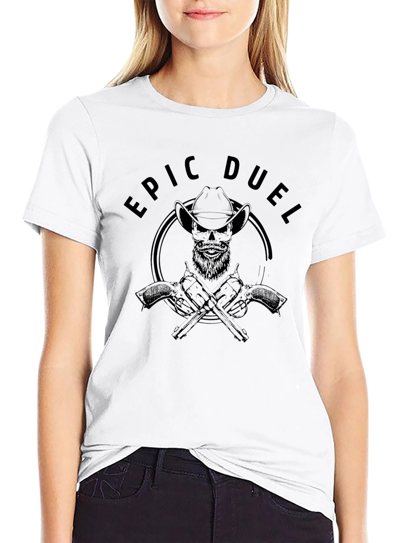 Epic Duel Cowboy Skull Graphic Tee