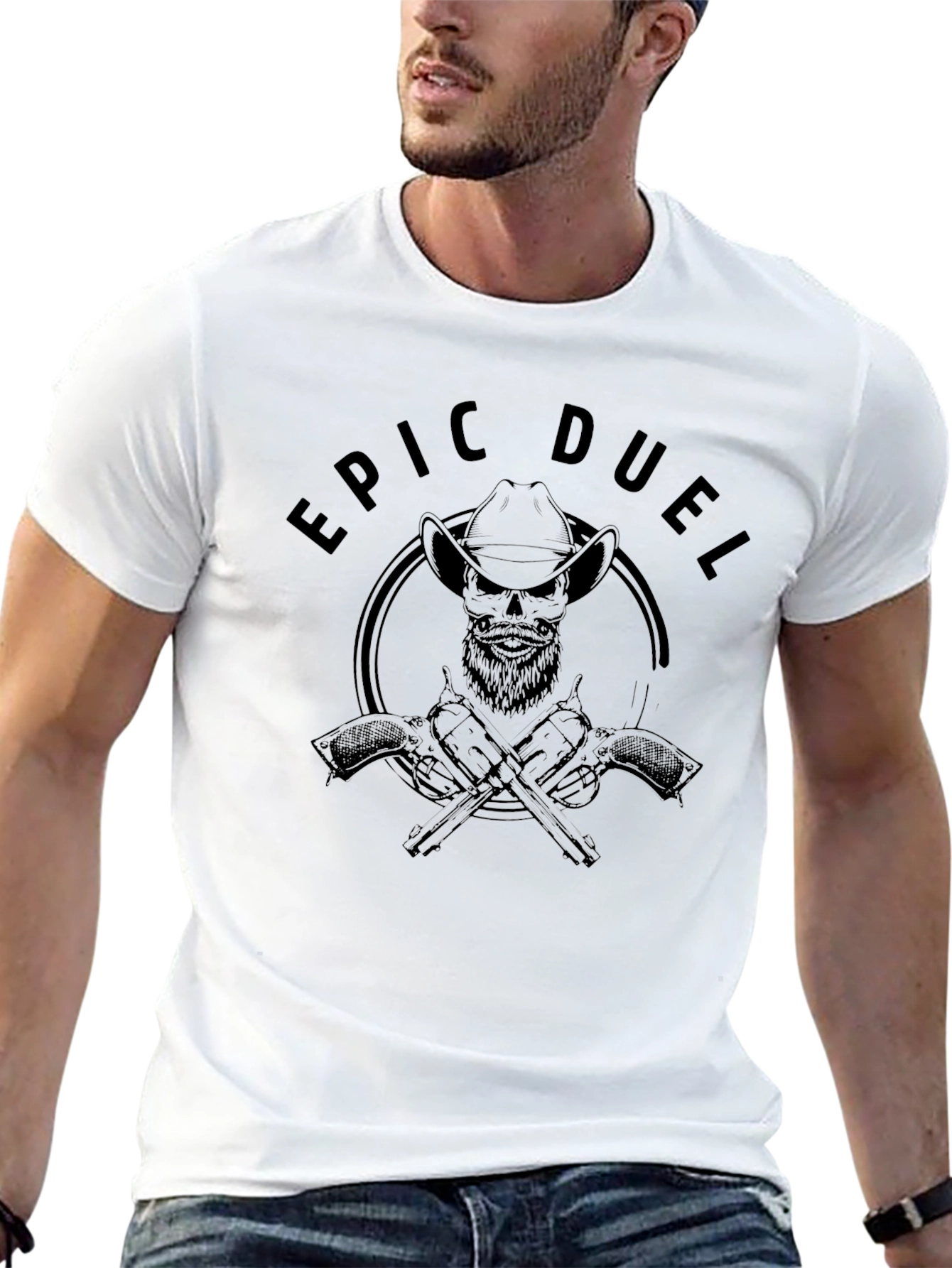 Epic Duel Cowboy Skull Graphic Tee