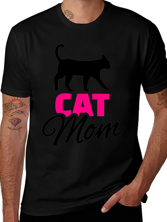 Cat Mom Graphic Tee - Black