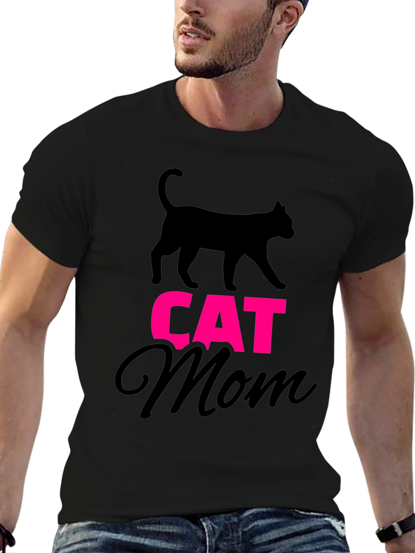 Cat Mom Graphic Tee - Black