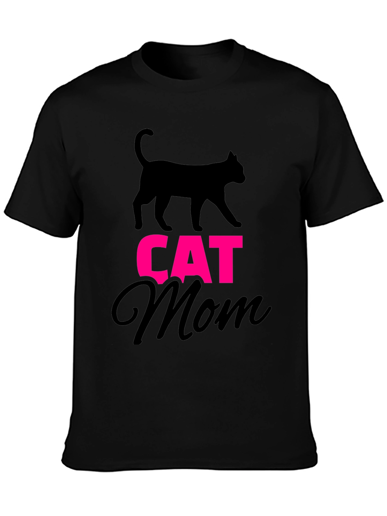 Cat Mom Graphic Tee - Black