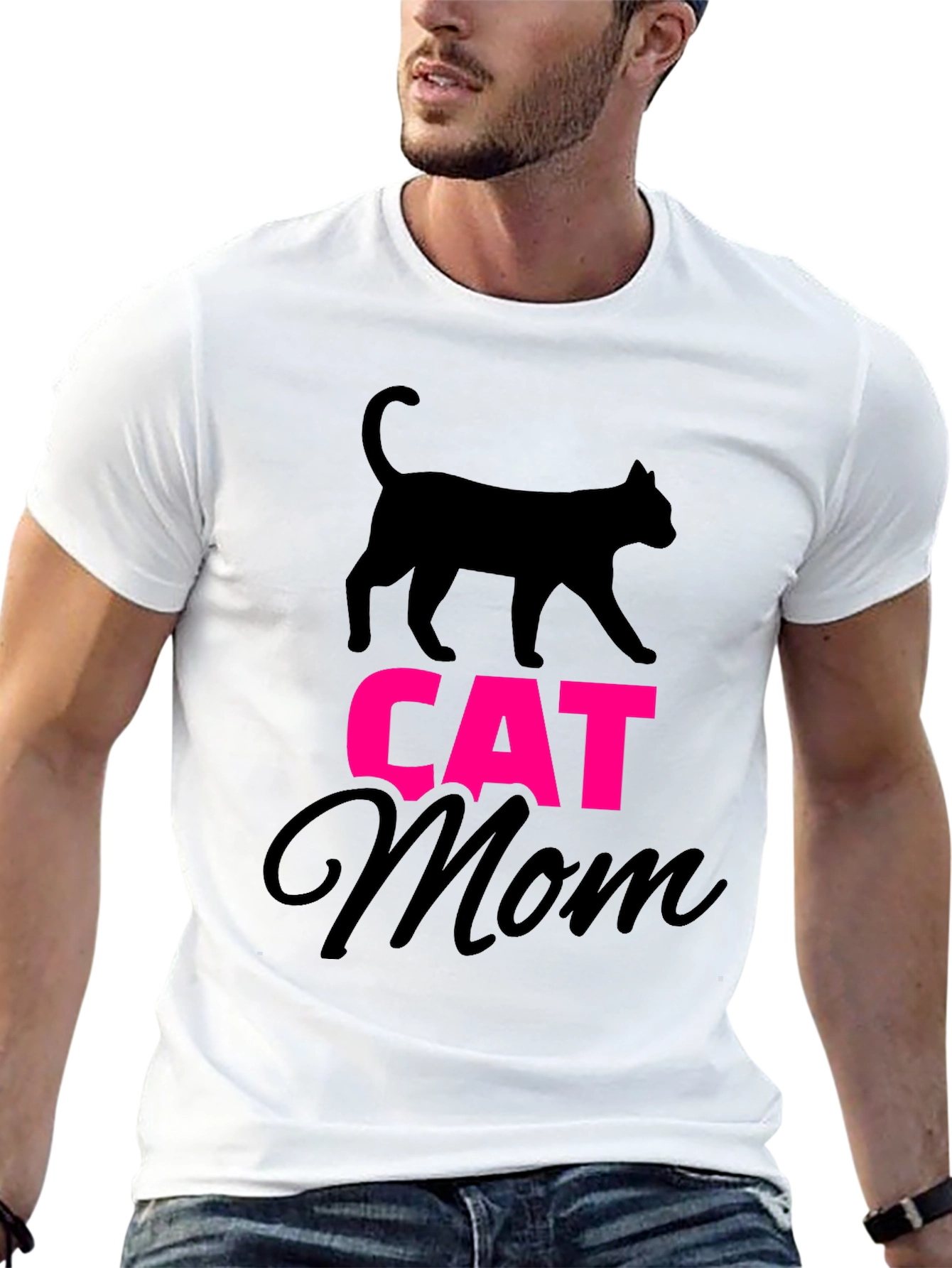 Cat Mom Graphic Tee - Black
