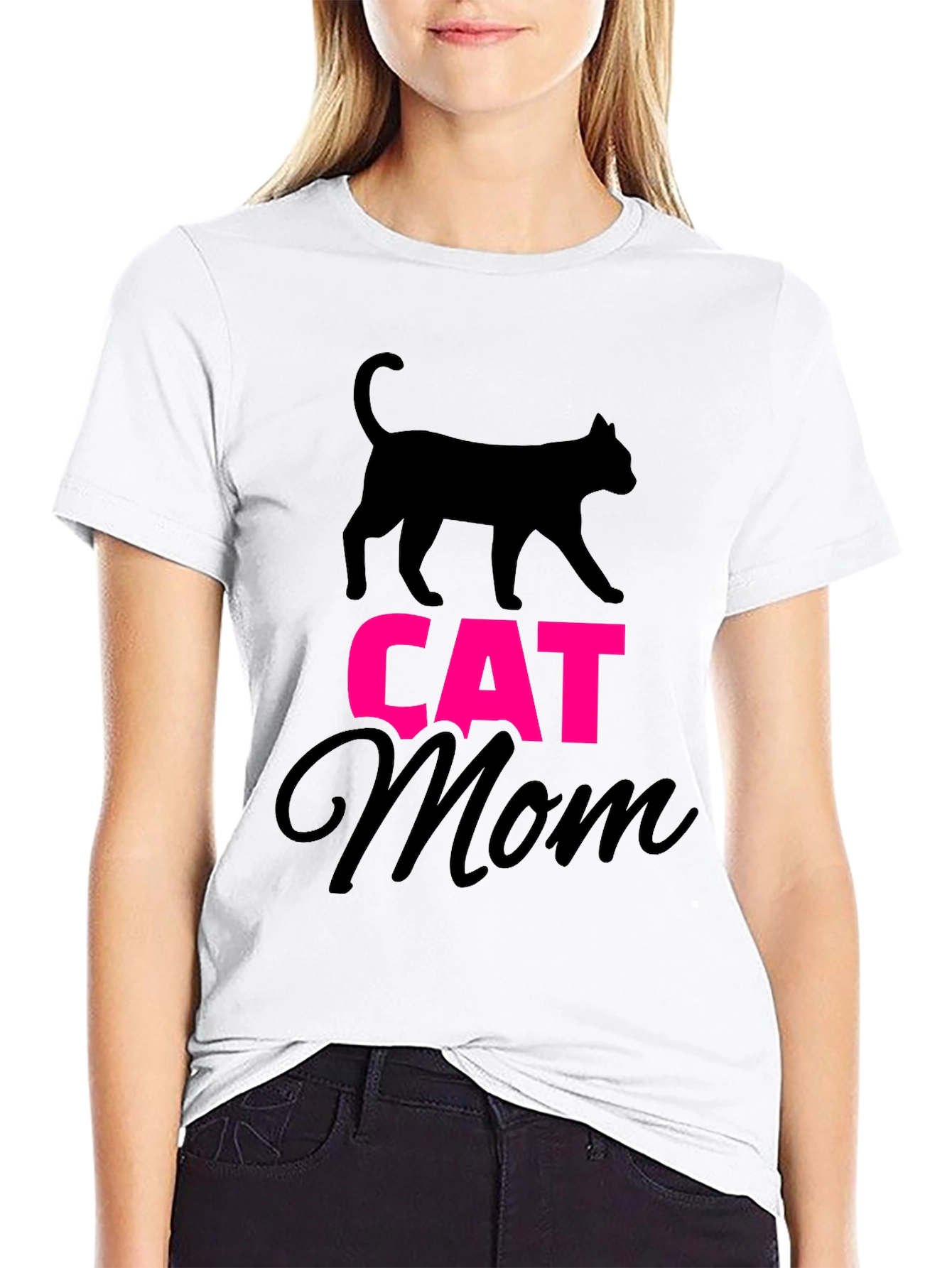 Cat Mom Graphic Tee - Black