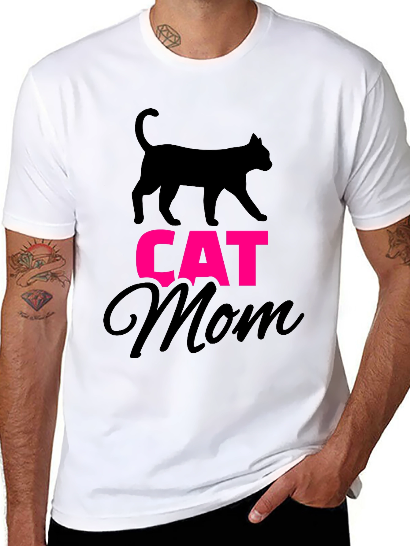 Cat Mom Graphic Tee - Black