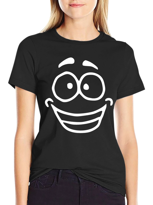 Smiling Face Graphic Tee - Classic Black Cotton